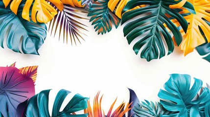 Creative layout made of colorful tropical leaves on white background