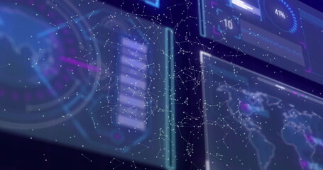 Image of digital data processing and network of connections