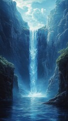Morphism style waterfall with smooth gradients and layered depth.