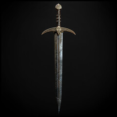 Antique Medieval Sword with Ornate Crossguard
