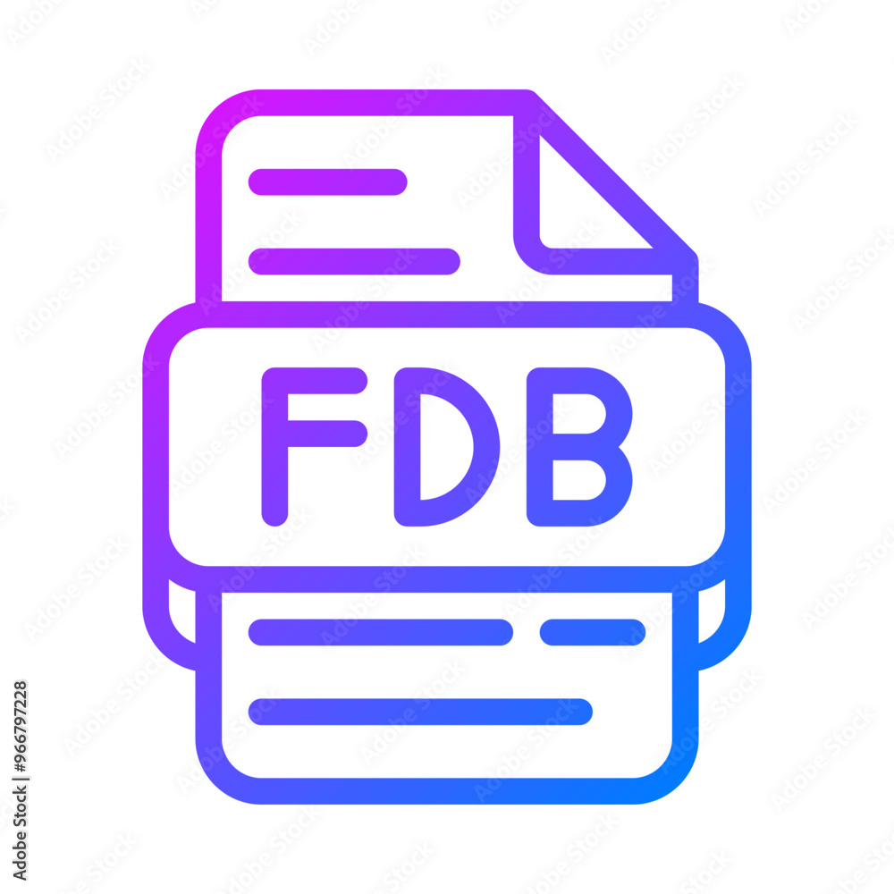 Poster fdb document format file type icon. gradient database file type icons. vector illustration.