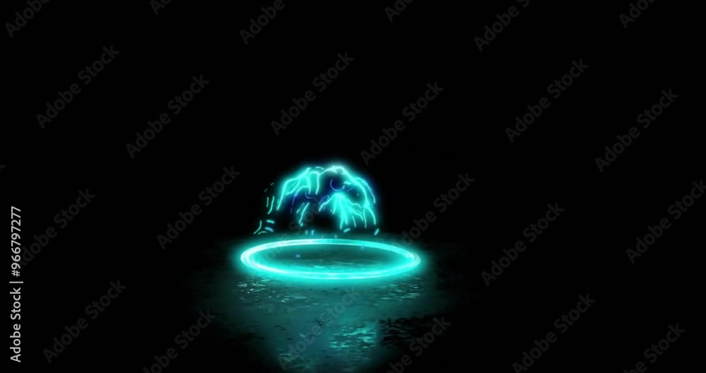 Poster Animation of neon circles moving on black background