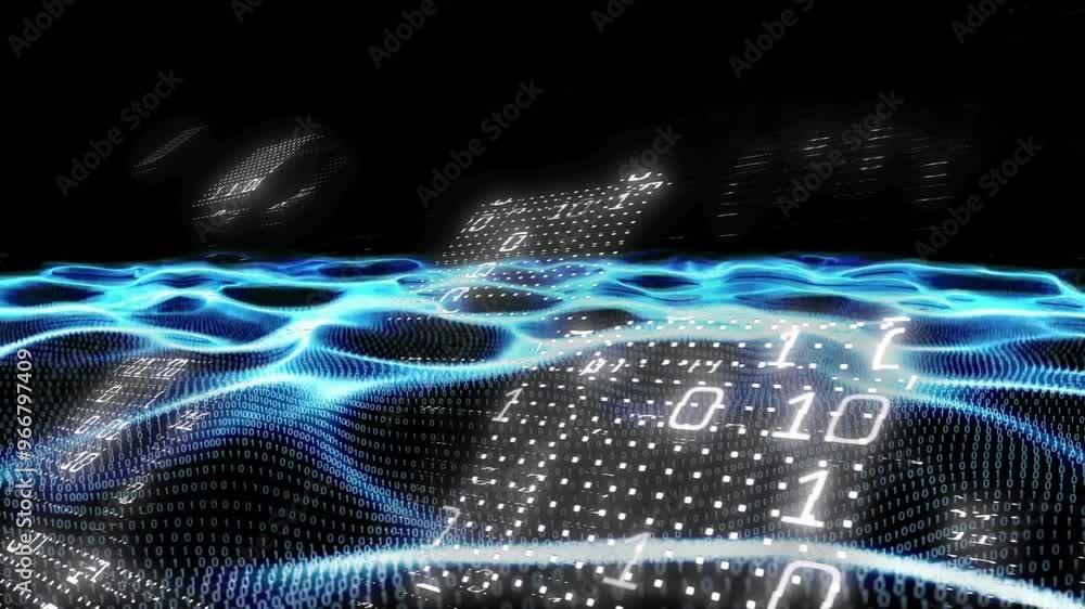 Poster animation of data processing over light spots