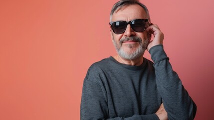 Obraz premium portrait of senior man with glasses on colorful background