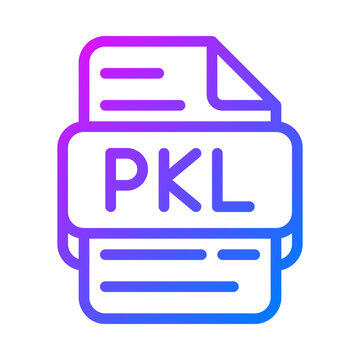 Pkl document format file type icon. gradient icons for data management. vector illustration.