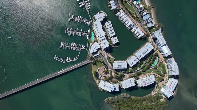 Bird's Eye View Of Ephraim Island In Paradise Point In The North Of Gold Coast, Australia - Drone Shot