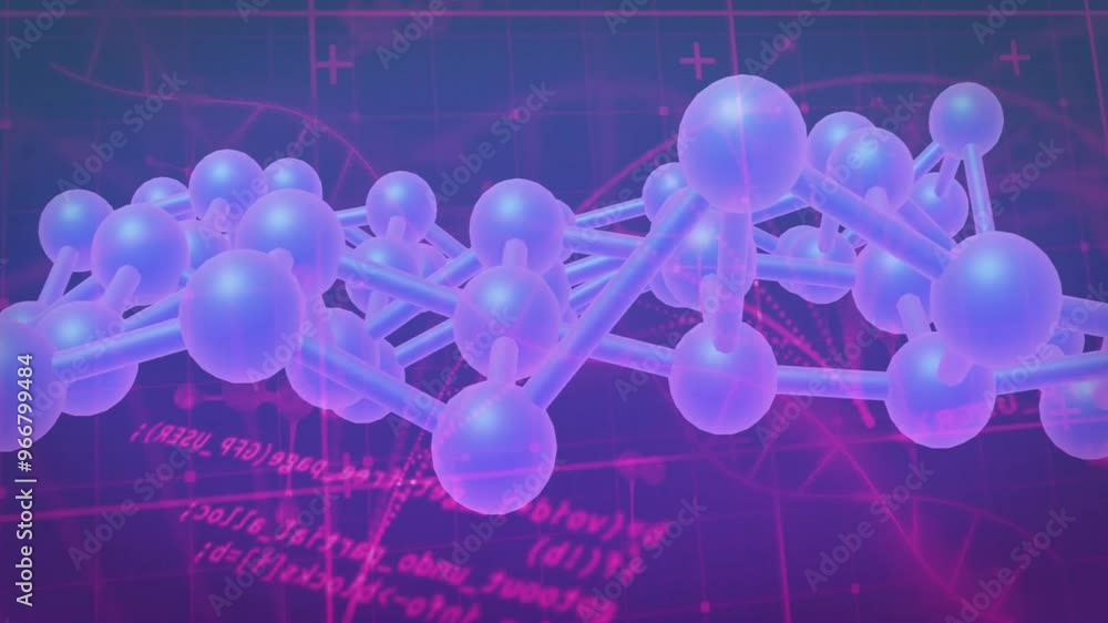 Poster animation of shapes and data processing on black background