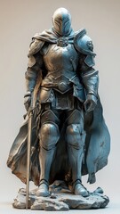 Knight depicted in stylized 3D style, offering a vivid, realistic portrayal of the knight with dynamic forms and depth.