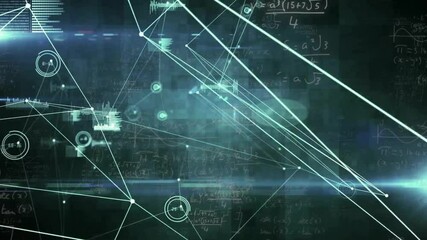 Geometric shapes and mathematical equations, scientific data processing animation - Powered by Adobe