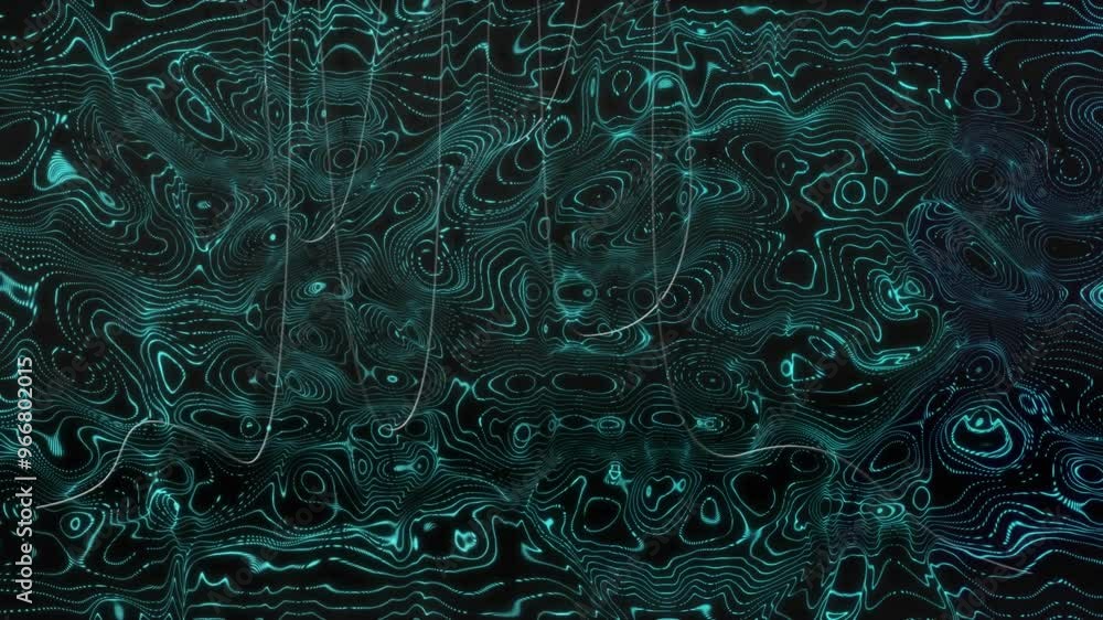 Poster abstract animation of glowing blue lines forming intricate patterns over dark background