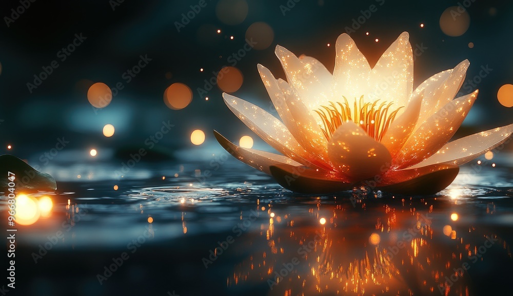 Poster glowing water lily