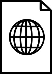 Internet browser file  icon. Document file with globe vector icon. Replaceable vector design.