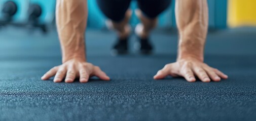 A person performing a plank exercise in a gym, symbolizing core strength and discipline in a fitness routine, plank workout, core fitness
