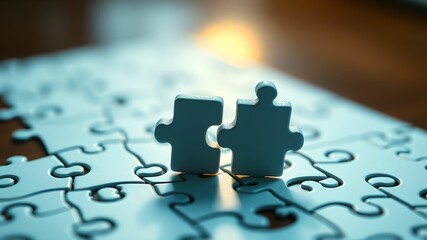 Jigsaw Puzzle Pieces Coming Together Symbolizing Teamwork