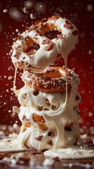 White Chocolate Covered Pretzels Dripping and Falling.