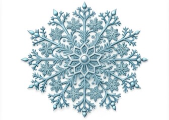 Delicate, intricately designed snowflake clipart with lacy patterns and frosty edges, isolated on a white background, perfect for winter holiday designs and festive decor.