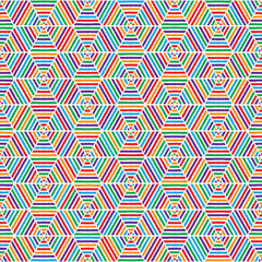 Abstract hexagon lines seamless pattern. Colorful vector illustration pattern background
