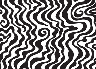 Abstract wavy swirl pattern. Black and white vector pattern background