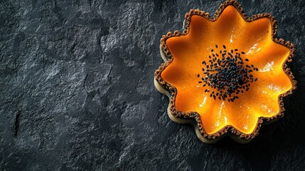Obraz premium Black Sesame Seed Filled Star Shaped Tart.