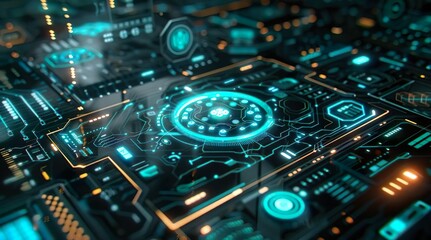Obraz premium Futuristic Digital Interface Dashboard