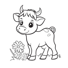 A happy cow is seeing beautiful flowers