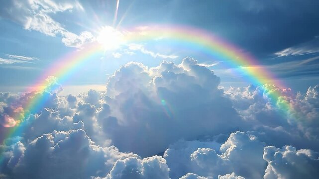 Rainbow and Clouds in Sky