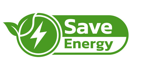 Save energy symbol. Energy icon with green leaf. Eco friendly, environmentally. Eco icon. Vector illustration.