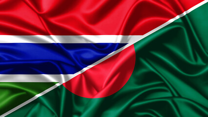 United waving flag of Gambia and Bangladesh