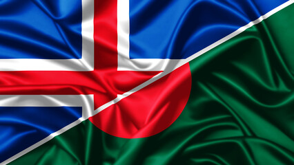 United waving flag of Iceland and Bangladesh