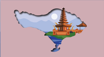 Ulun Danu background illustration Vector