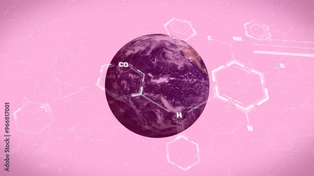 Aufkleber animation of scientific data processing over globe