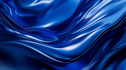 Blue silk fabric with smooth waves, elegant texture. Luxury textile and design concept