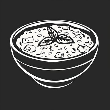 recommend clip art: Black and White Illustration of a Bowl of Oatmeal.