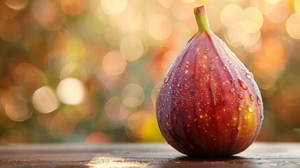 A juicy, ripe purple grape with droplets glistening on its surface,