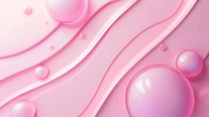 Abstract background with pink liquid and drops. 3d rendering, 3d illustration.
