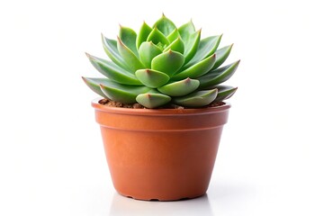 Fototapeta premium Potted plant with green leaves isolated on white background