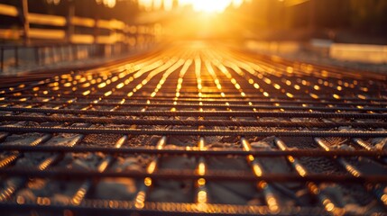 Reinforcement tying for embankment creation and safeguarding riverbank structures from failure with steel bars for concrete reinforcement.