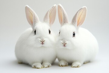 Obraz premium Two Adorable White Rabbits