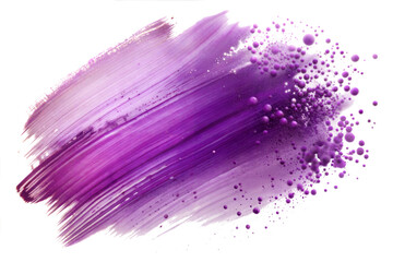 Purple Brush Stroke and Paint Splatter cut out. isolated on transparent background. Copy space.  PNG
