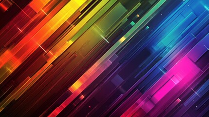 Abstract background with colorful diagonal lines and squares