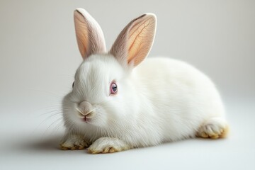 Cute White Bunny with Pink Eyes