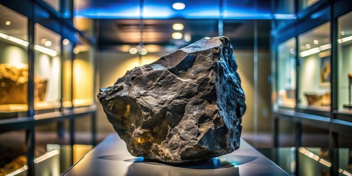 Raw specimen of biotite mineral rock stone displayed at the Geological Museum Mineral and Stone Museum Silhouette
