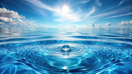 Realistic water surface with symmetrical ripples and crystal clear water