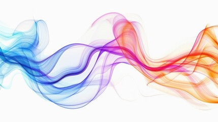 Fototapeta premium Abstract Wave Swirl Colorful Magical Blured Transparent Ribbon Lines on White Background. Energy Streams 