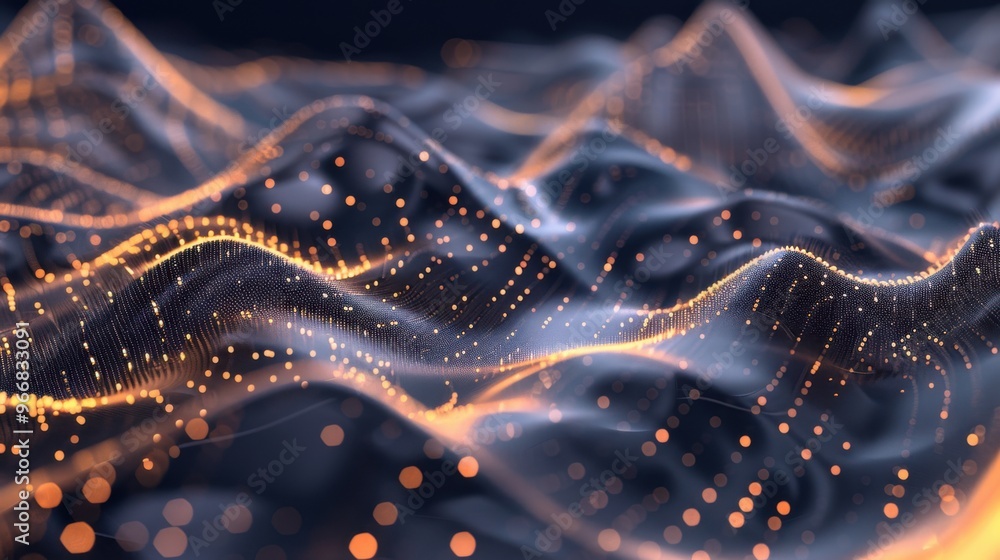 Poster abstract waving line particle technology background