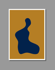 Print art line and shape, gold and blue color