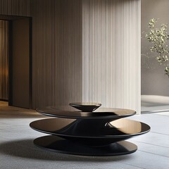 A spiral podium with a circular shape, creates an attractive and dynamic visual appearance. generative ai