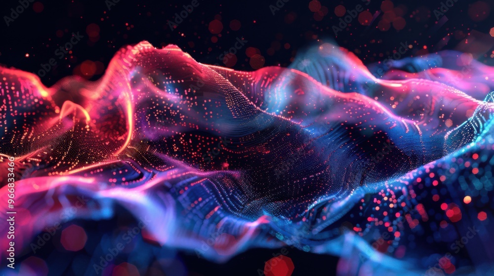 Aufkleber abstract waving line particle technology background