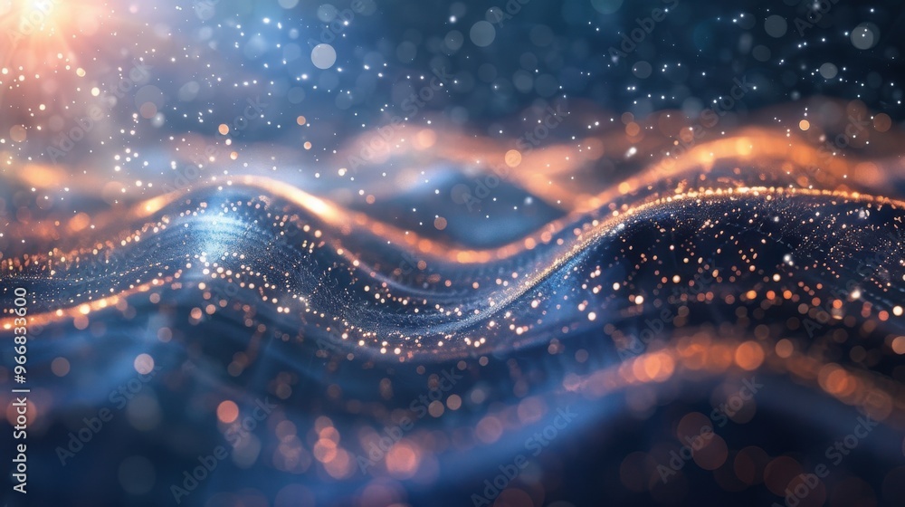 Poster abstract waving line particle technology background
