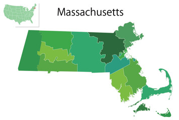 Obraz premium マサチューセッツ アメリカ 地図 アイコン